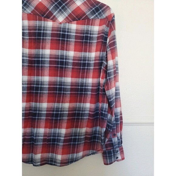 Lucky Brand Shirt Mens M Pearl Snap Saturday Stretch Flannel Western Plaid Bloke - Picture 15 of 16
